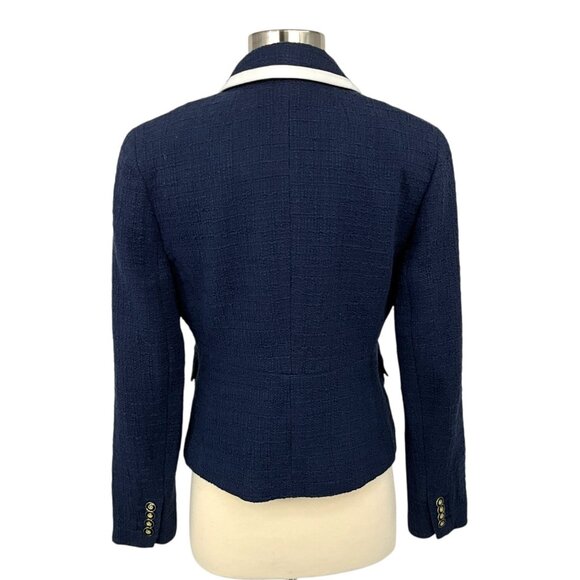 NWT J Crew Textured Tweed Navy Blue Preppy Classic Peplum Blazer Jacket Size 4 - Picture 5 of 14